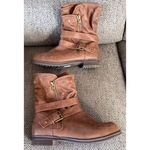 NWOT Lane Bryant Brown Moto Boots Size 10.5 Wide